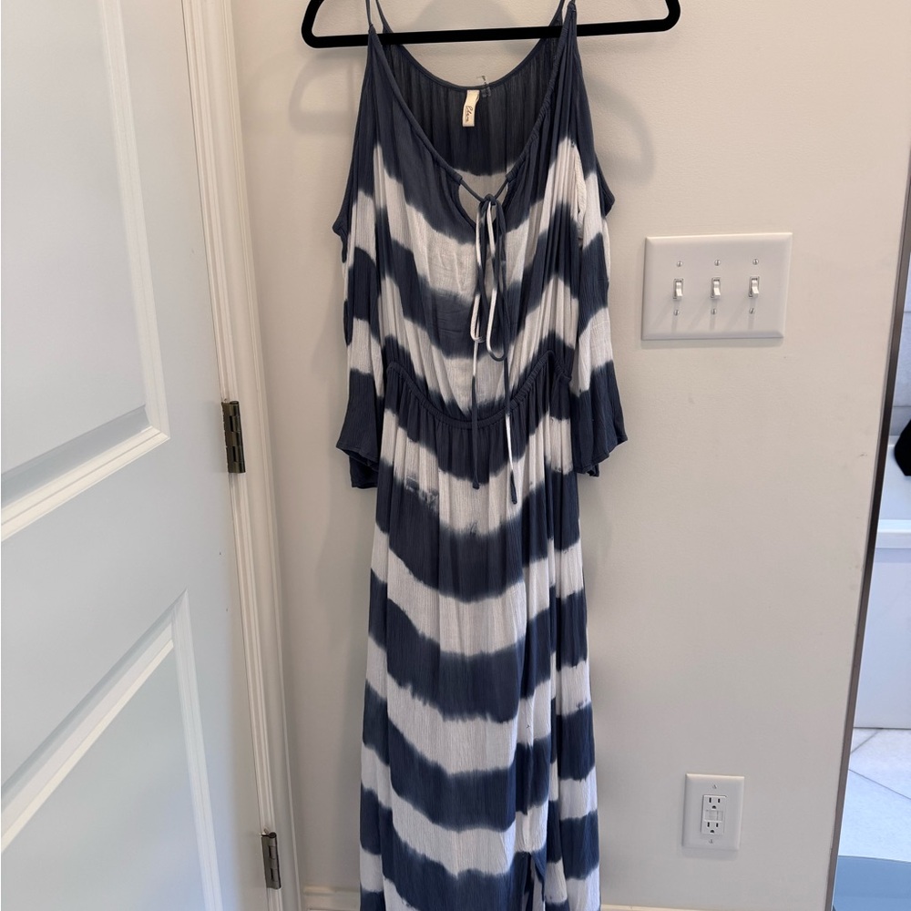 Elan Navy and White Striped Dress